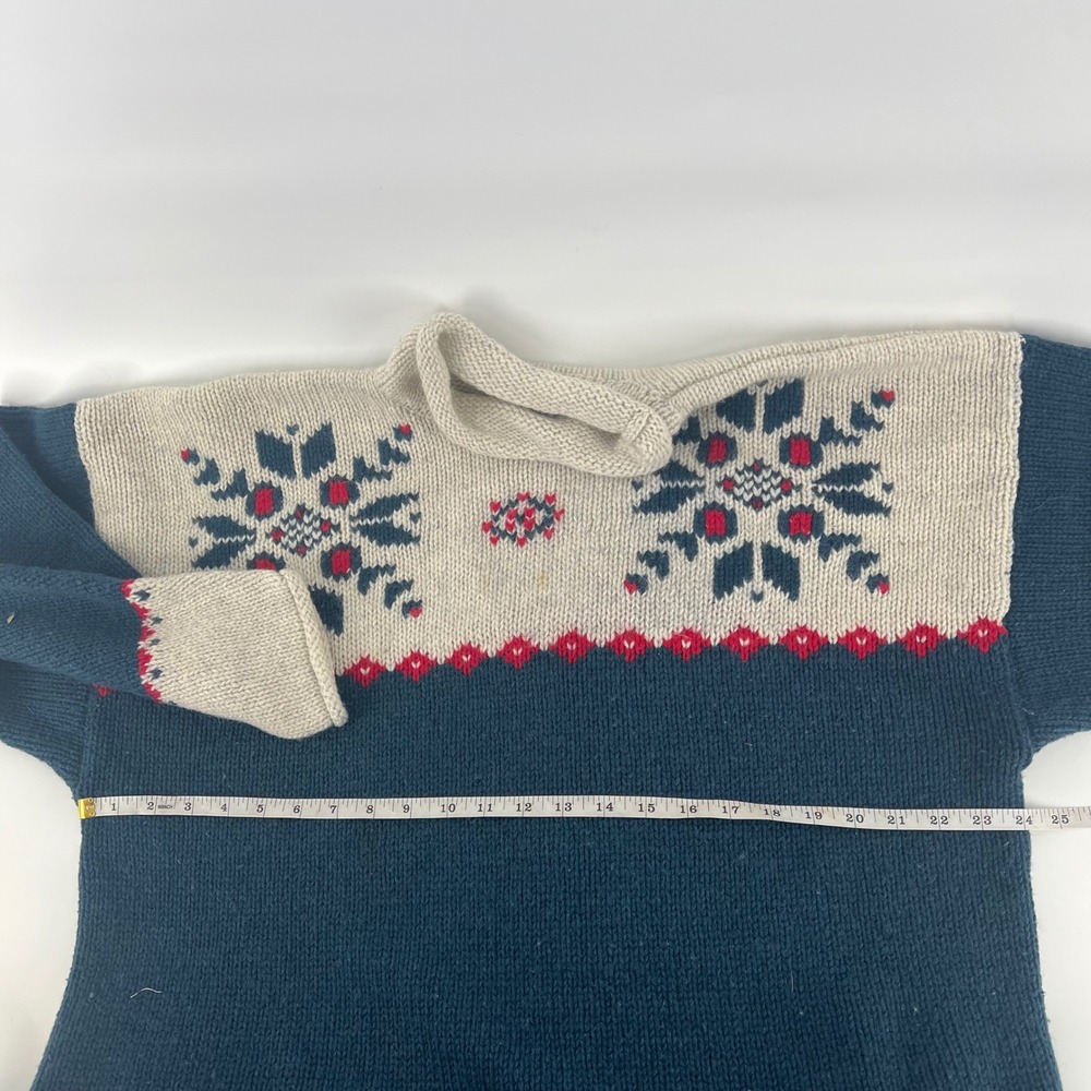 Vintage Eddie Bauer Wool Fair Isle Roll Neck Sweater XL Snowflake Nordic USA - Picture 6 of 8